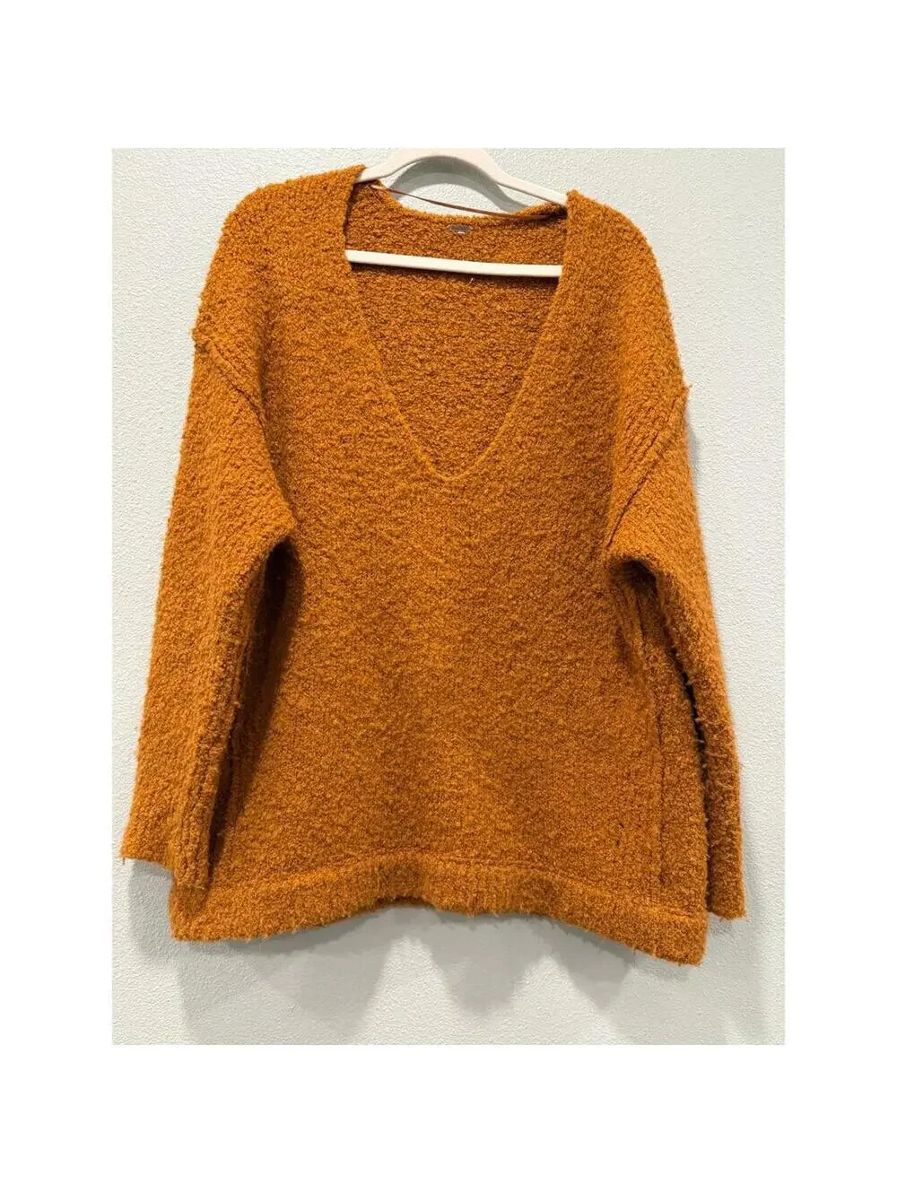 Free People Oversized Nubby V-Neck Sweater; NWOT